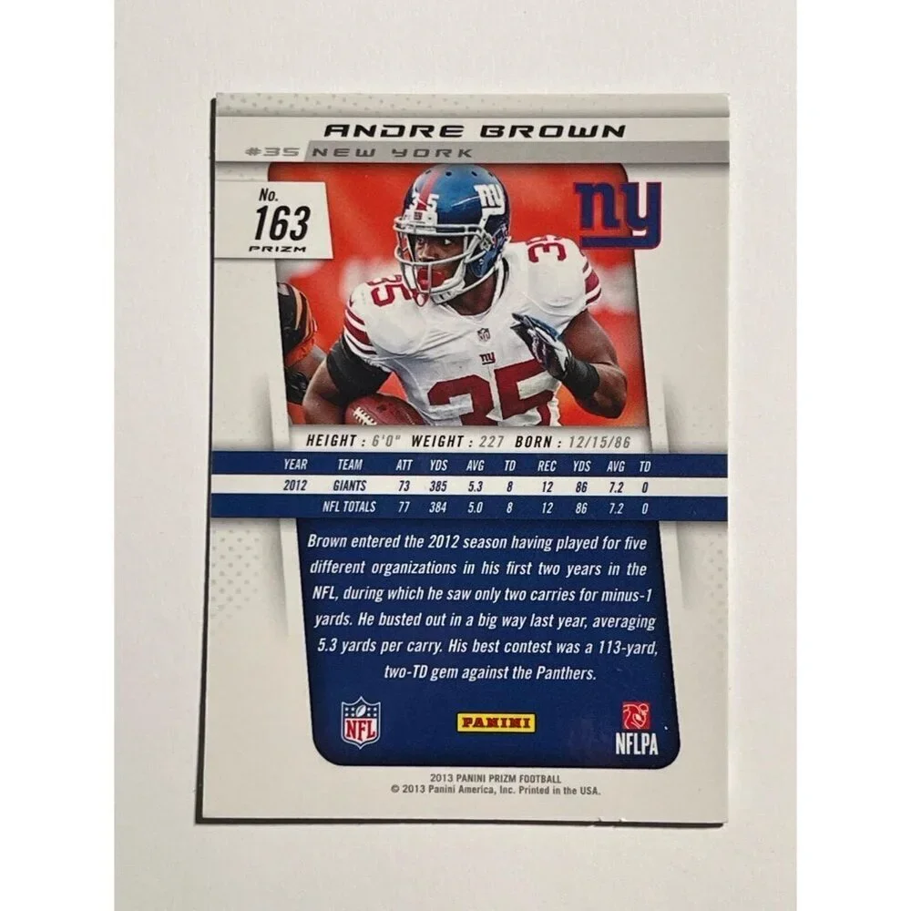 2013 Panini Prizm #163 Andre Brown Prizms Blue Pulsar New York Giants